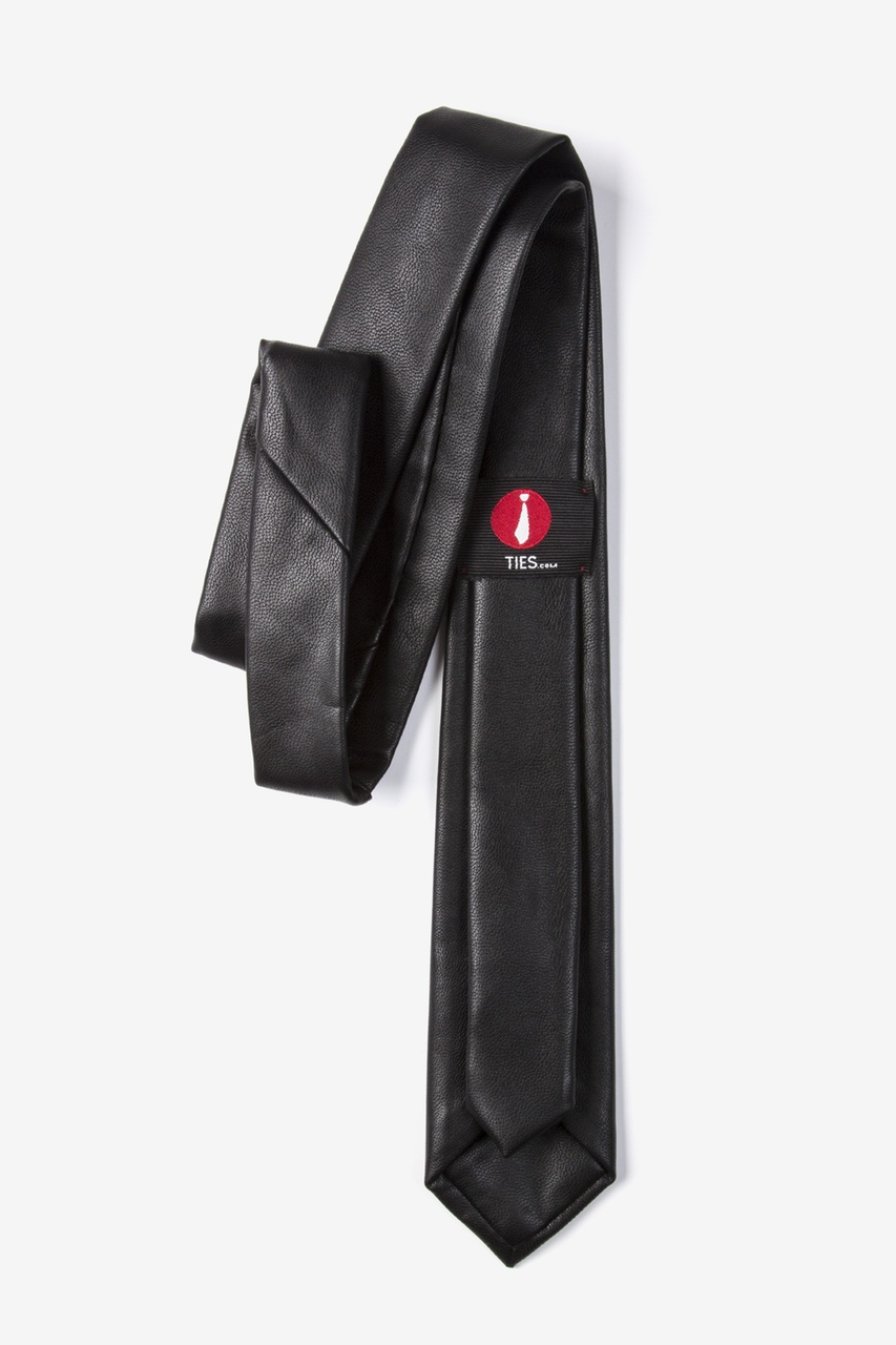 Black Leatherette Stafford Faux Leather Skinny Tie