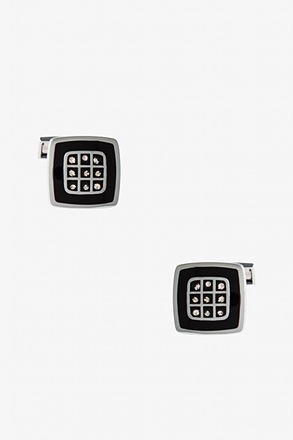 _Decorated Square Black Cufflinks_