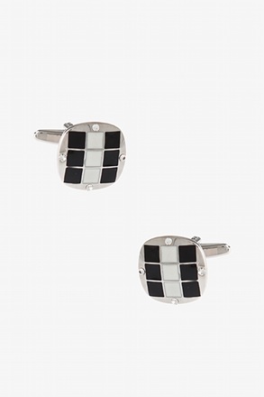 Fancy Square Pattern Black Cufflinks