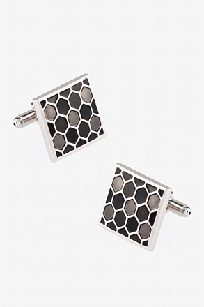 Honeycomb Square Black Cufflinks