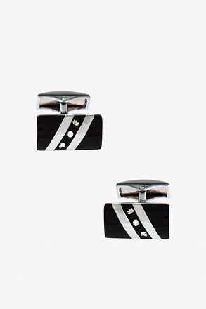 Parallel Glitzy Rectangle Black Cufflinks