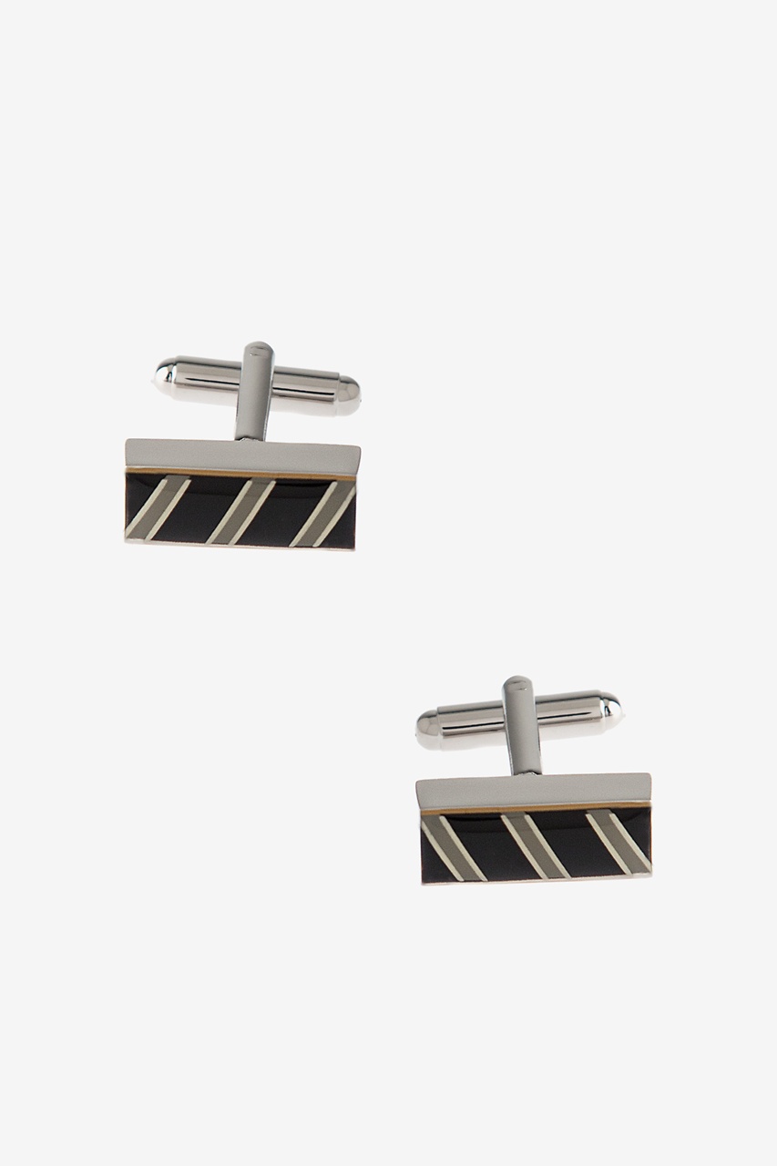 Thick Patterned Bar Black Cufflinks Photo (0)
