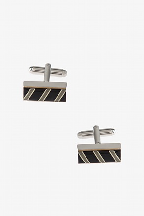 _Thick Patterned Bar Black Cufflinks_