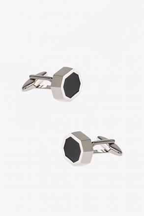 Thick Solid Octagon Black Cufflinks