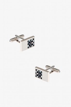 _Touch of Check Black Cufflinks_