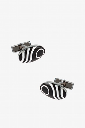 _Wavy Design Black Cufflinks_