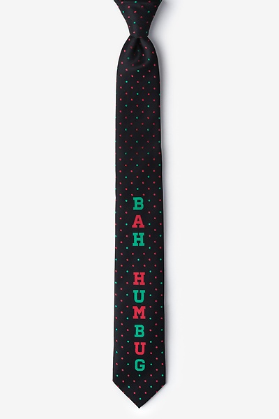 Black Microfiber Bah Humbug Skinny Tie