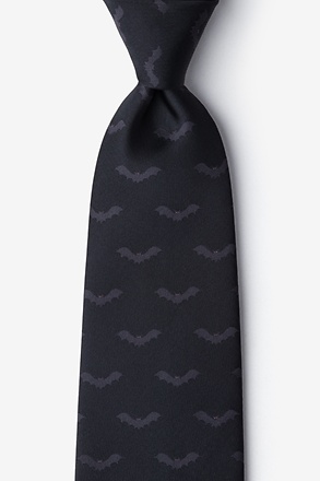 _Bats Black Extra Long Tie_