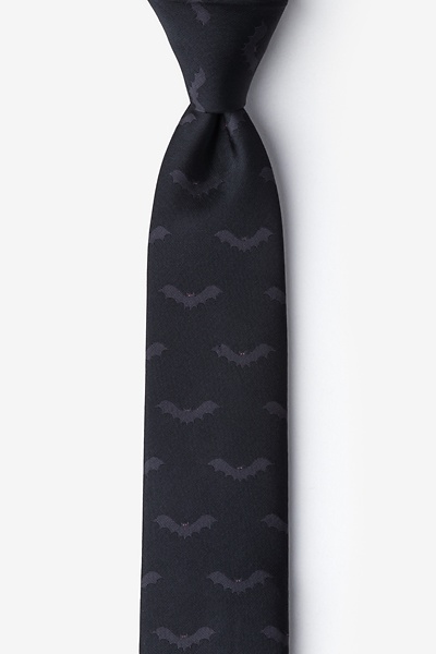 Black Microfiber Bats Skinny Tie
