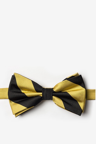 Black Microfiber Black & Gold Stripe Pre-Tied Bow Tie