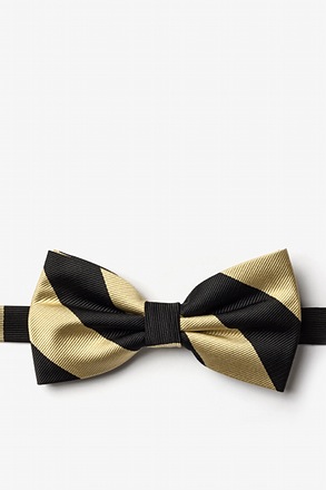 Black & Gold Stripe Pre-Tied Bow Tie