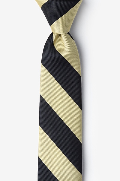 Black Microfiber Black & Gold Stripe Skinny Tie