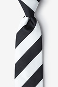 Black & Off White Stripe Extra Long Tie Photo (0)