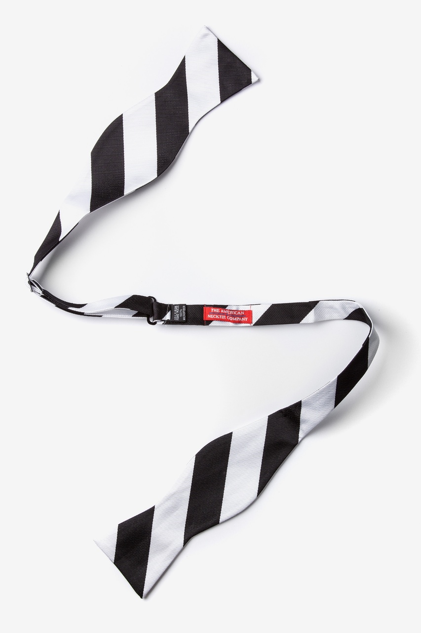 Black & Off White Stripe Self-Tie Bow Tie Photo (1)