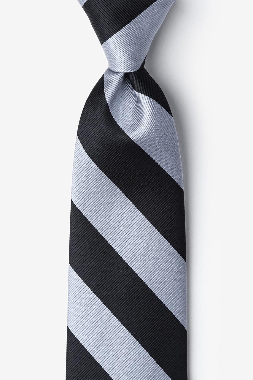 Black & Silver Stripe Extra Long Tie Photo (0)