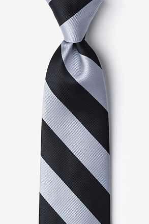 Black & Silver Stripe Extra Long Tie