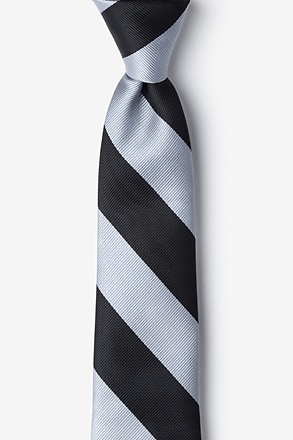 Black & Silver Stripe Skinny Tie