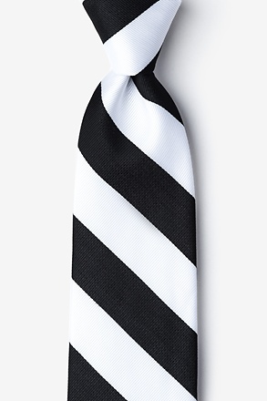 _Black & White Stripe Extra Long Tie_