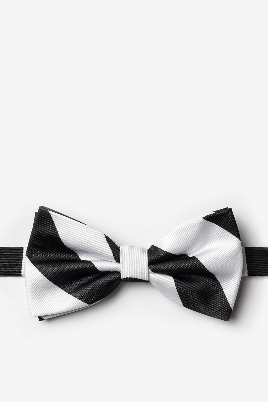 Black & White Stripe Pre-Tied Bow Tie Photo (0)