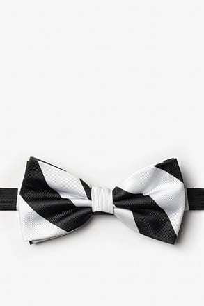 Black & White Stripe Pre-Tied Bow Tie