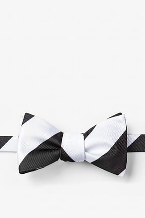 _Black & White Stripe Self-Tie Bow Tie_