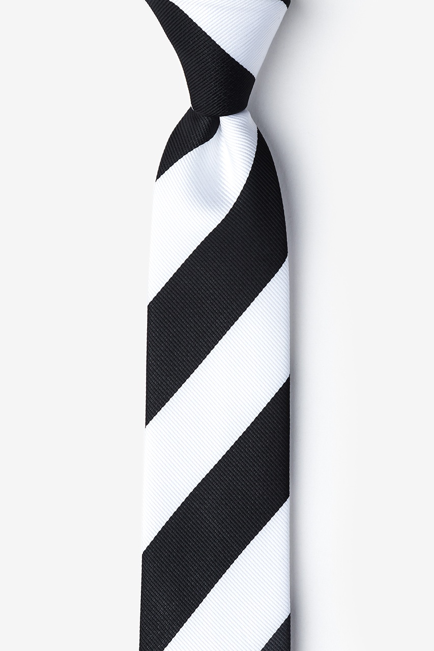 Black & White Stripe Skinny Tie Photo (0)