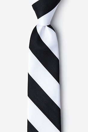 Black & White Stripe Tie For Boys