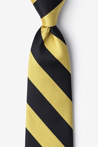 Black Microfiber Black & Gold Stripe Tie