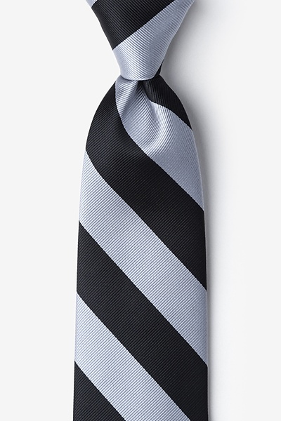 Black Microfiber Black & Silver Stripe Tie
