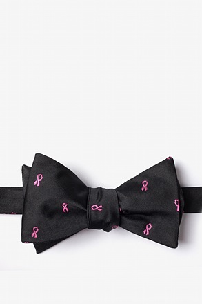 Breast Cancer Ribbon Black Self-Tie Bow Tie