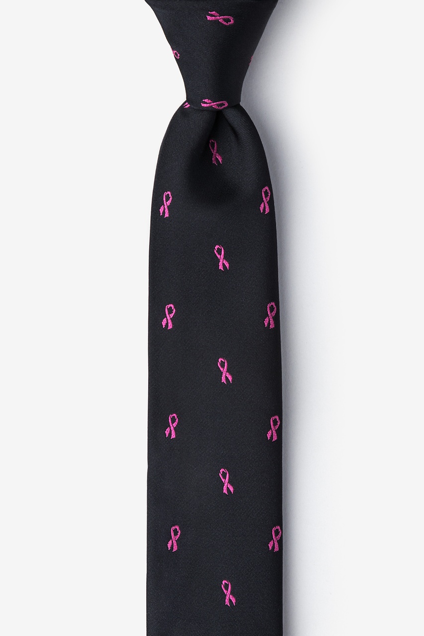 Breast Cancer Ribbon Black Skinny Tie Photo (0)