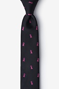 Breast Cancer Ribbon Black Skinny Tie Photo (0)