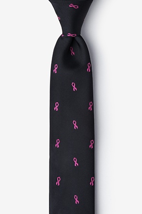 _Breast Cancer Ribbon Black Skinny Tie_