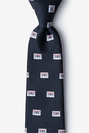 Cassette Tapes Black Extra Long Tie