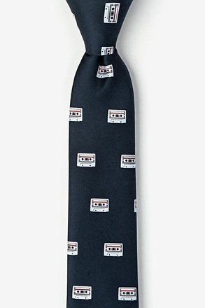 Cassette Tapes Black Skinny Tie