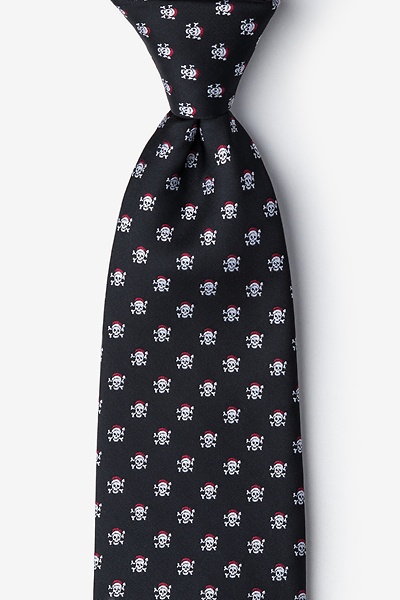 Black Microfiber Christmas Skulls Tie