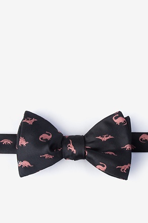 Coral Dinosaurs Roaming Black Self-Tie Bow Tie