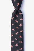 Coral Dinosaurs Roaming Black Skinny Tie Photo (0)