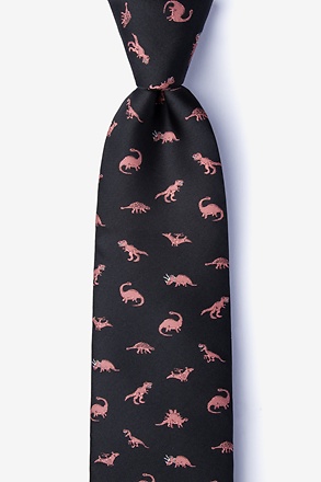 _Coral Dinosaurs Roaming Black Tie_