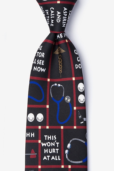 Black Microfiber Doctor's Sayings Tie