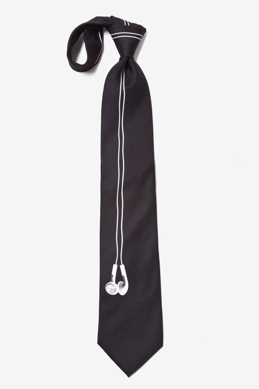 Black Microfiber Earbuds Tie | Ties.com