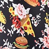 Black Microfiber Fast Food Floral