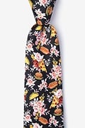 Fast Food Floral Black Extra Long Tie Photo (0)