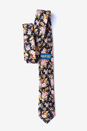 Pink Microfiber Fast Food Floral Skinny Tie