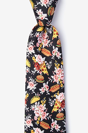 Fast Food Floral Black Tie