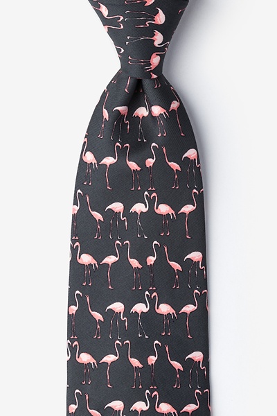 Black Microfiber Flamingo Tie