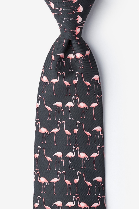 Black Microfiber Flamingo Tie