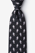 Floating Astronauts Black Extra Long Tie Photo (0)