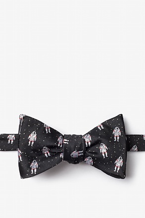 Floating Astronauts Black Self-Tie Bow Tie