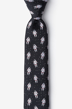 Floating Astronauts Black Skinny Tie